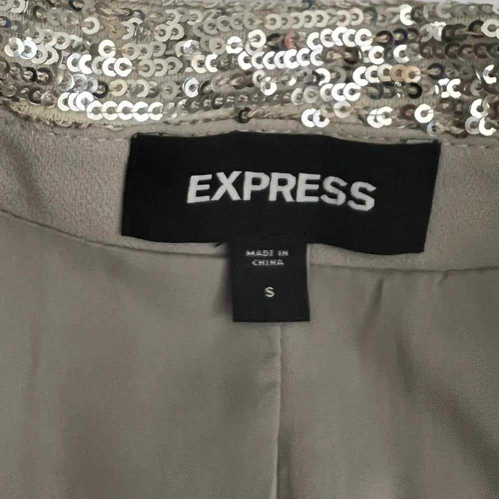 **HP** EXPRESS BEIGE SEQUINED BLAZER JACKET, SIZE S - Picture 5 of 5